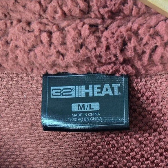 Women's 32 Degrees Heat Cozy Shirt Jacket Rust Orange Red Color Size M/L - Picture 5 of 8